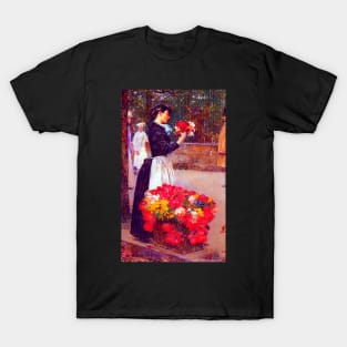 'Flower Girl' by Childe Hassam REMASTERED TECHNICOLOR T-Shirt